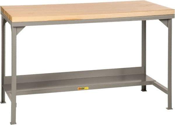 Little Giant - 48 Wide x 30" Deep x 37-3/4" High, Butcher Block Workbench - Straight Edge, Fixed Legs, Gray - Apex Tool & Supply
