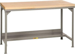 Little Giant - 72 Wide x 36" Deep x 37-3/4" High, Butcher Block Workbench - Straight Edge, Fixed Legs, Gray - Apex Tool & Supply