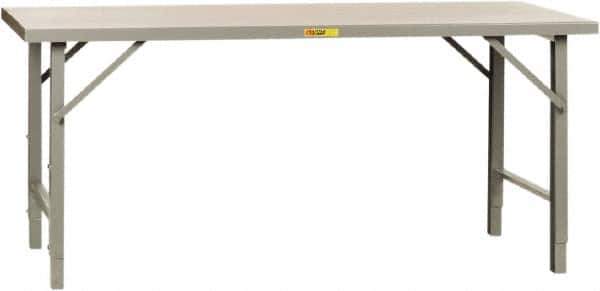 Little Giant - 72 Wide x 30" Deep x 42" High, Steel Heavy-Duty Folding Leg Table - Straight Edge, Adjustable Height Folding Legs, Gray - Apex Tool & Supply