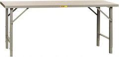Little Giant - 72 Wide x 30" Deep x 42" High, Steel Heavy-Duty Folding Leg Table - Straight Edge, Adjustable Height Folding Legs, Gray - Apex Tool & Supply