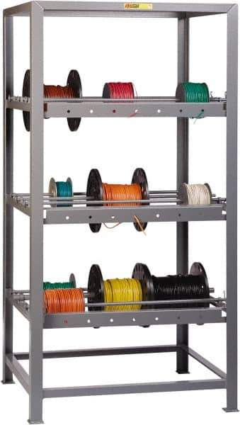 Little Giant - 150 Lb per Spindle Capacity, Gray Wire Spool Rack - 36" Wide x 72" High x 30" Deep, Steel - Apex Tool & Supply