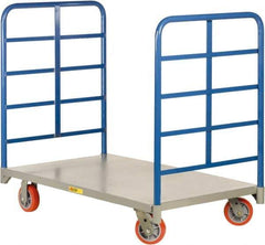 Little Giant - 3,600 Lb Capacity Steel Double End Rack Platform Truck - Steel Deck, 30" OAW, Polyurethane Casters - Apex Tool & Supply