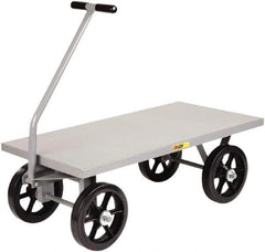 Little Giant - 3,500 Lb Capacity Steel Wagon Truck - Steel Deck, 36" OAW, 72" Platform Length x 16-1/2" Platform Height, Mold On Rubber Casters - Apex Tool & Supply