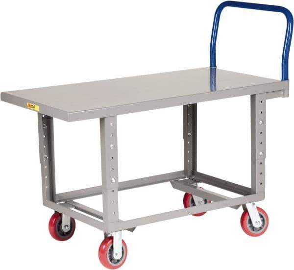 Little Giant - 2,000 Lb Capacity Steel Work Height Platform Truck - Steel Deck, 30" OAW, Polyurethane Casters - Apex Tool & Supply