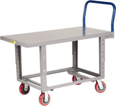 Little Giant - 2,000 Lb Capacity Steel Work Height Platform Truck - Steel Deck, 30" OAW, Polyurethane Casters - Apex Tool & Supply
