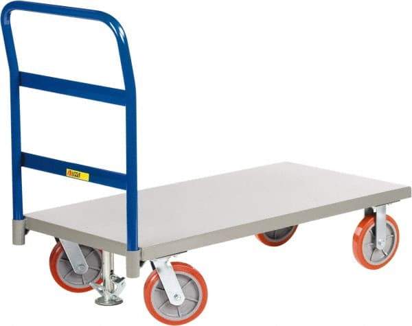 Little Giant - 3,600 Lb Capacity Steel Platform Truck - Steel Deck, 36" OAW, Polyurethane Casters - Apex Tool & Supply