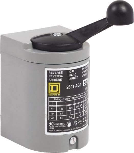 Square D - NEMA, Enclosed Manual Motor Starter - 1-1/2 hp at 115 VAC, 2 hp at 200 VAC, 2 hp at 230 VAC & 2 hp at 575 VAC, CSA LR25490 Class 3211 05, NEMA 1 & UL Listed File E42243 CCN NLRV - Apex Tool & Supply