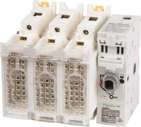 Schneider Electric - 3 Pole, 600 Volt, 60 Amp, Pressure Plate Fuse Holder - Compatible with J Class, 149mm Wide Fuse - Apex Tool & Supply