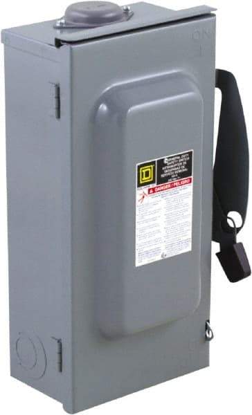 Square D - 100 Amp, 240 V, 3 Pole Nonfused Safety Switch - NEMA 3R, 15 hp at 240 VAC (Single Phase), 30 hp at 240 VAC (Triple Phase), 3PST Contact Form - Apex Tool & Supply