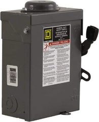 Square D - 60 Amp, 240 V, 2 Pole Nonfused Safety Switch - NEMA 3R, 10 hp at 240 VAC (Single Phase), DPST Contact Form - Apex Tool & Supply