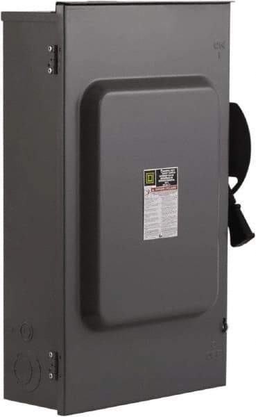 Square D - 200 Amp, 240 V, 3 Pole Fused Safety Switch - NEMA 3R, 15 hp at 240 VAC (Single Phase), 60 hp at 240 VAC (Triple Phase), 3PST Contact Form - Apex Tool & Supply