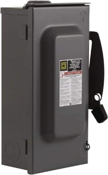Square D - 100 Amp, 240 V, 3 Pole Fused Safety Switch - NEMA 3R, 15 hp at 240 VAC (Single Phase), 30 hp at 240 VAC (Triple Phase), 3PST Contact Form - Apex Tool & Supply
