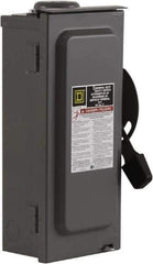 Square D - 60 Amp, 240 V, 2 Pole Fused Safety Switch - NEMA 3R, 10 hp at 240 VAC (Single Phase), 15 hp at 240 VAC (Triple Phase), DPST Contact Form - Apex Tool & Supply