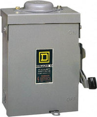 Square D - 30 Amp, 240 V, 2 Pole Fused Safety Switch - NEMA 3R, 3 hp at 240 VAC (Single Phase), 7.5 hp at 240 VAC (Triple Phase), DPST Contact Form - Apex Tool & Supply