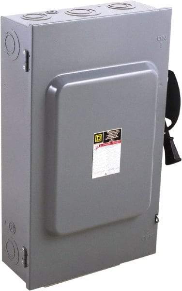 Square D - 200 Amp, 240 V, 3 Pole Fused Safety Switch - NEMA 1, 15 hp at 240 VAC (Single Phase), 60 hp at 240 VAC (Triple Phase), 3PST Contact Form - Apex Tool & Supply