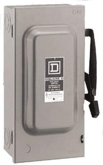 Square D - 60 Amp, 240 V, 2 Pole Fused Safety Switch - NEMA 1, 10 hp at 240 VAC (Single Phase), 15 hp at 240 VAC (Triple Phase), DPST Contact Form - Apex Tool & Supply