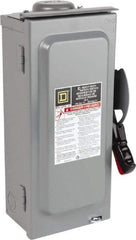 Square D - 60 Amp, 240 VAC, 250 VDC, 3 Pole Fused Safety Switch - NEMA 3R, 10 hp at 240 VAC, 10 hp at 250 VDC (Single Phase), 15 hp at 240 VAC, 10 hp at 250 VDC (Triple Phase), 3PST Contact Form - Apex Tool & Supply
