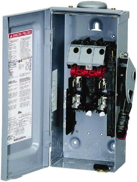 Square D - 30 Amp, 240 VAC, 250 VDC, 2 Pole Fused Safety Switch - NEMA 3R, 3 hp at 240 VAC (Single Phase), 7.5 hp at 240 VAC, 5 hp at 250 VDC (Triple Phase), DPST Contact Form - Apex Tool & Supply