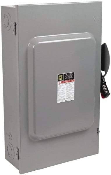 Square D - 200 Amp, 240 VAC, 250 VDC, 3 Pole Fused Safety Switch - NEMA 1, 15 hp at 240 VAC (Single Phase), 60 hp at 240 VAC, 40 hp at 250 VDC (Triple Phase), 3PST Contact Form - Apex Tool & Supply