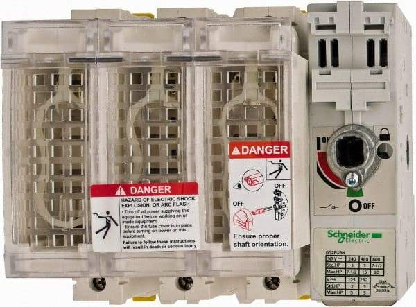 Schneider Electric - 3 Pole, 600 Volt, 30 Amp, Pressure Plate and DIN Rail Mount Fuse Holder - Compatible with J Class, 149mm Wide Fuse - Apex Tool & Supply