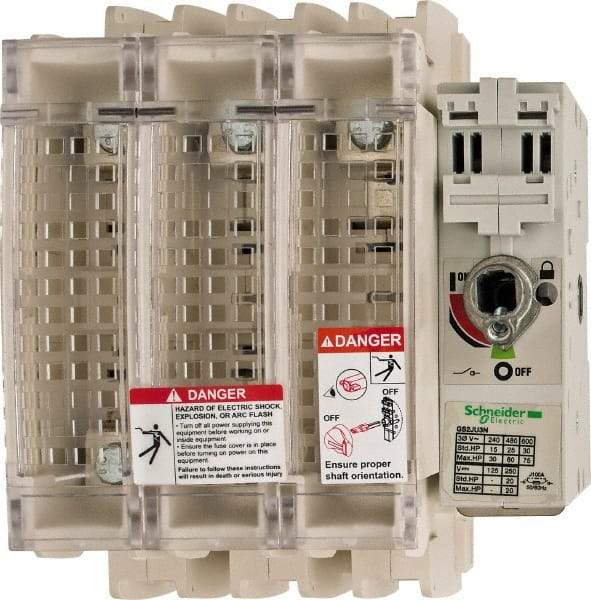 Schneider Electric - 3 Pole, 600 Volt, 100 Amp, Pressure Plate Fuse Holder - Compatible with J Class, 149mm Wide Fuse - Apex Tool & Supply