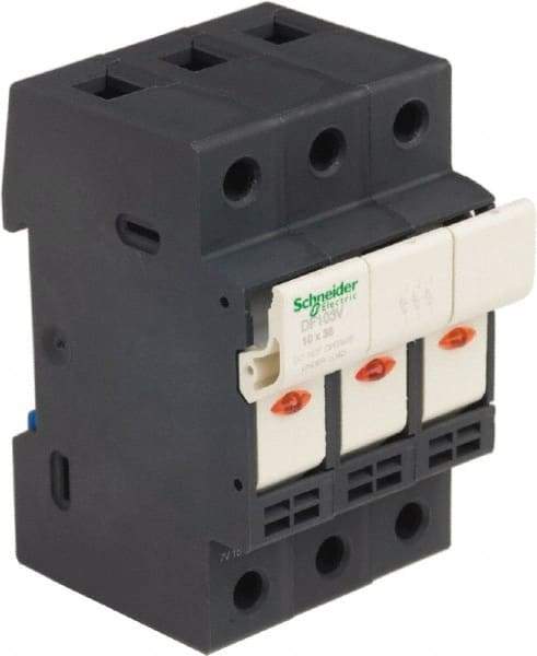 Schneider Electric - 3 Pole, 600 Volt, 32 Amp, DIN Rail Mount Fuse Holder - Compatible with 38mm Long x 52mm Wide and 10mm Diameter Fuse - Apex Tool & Supply