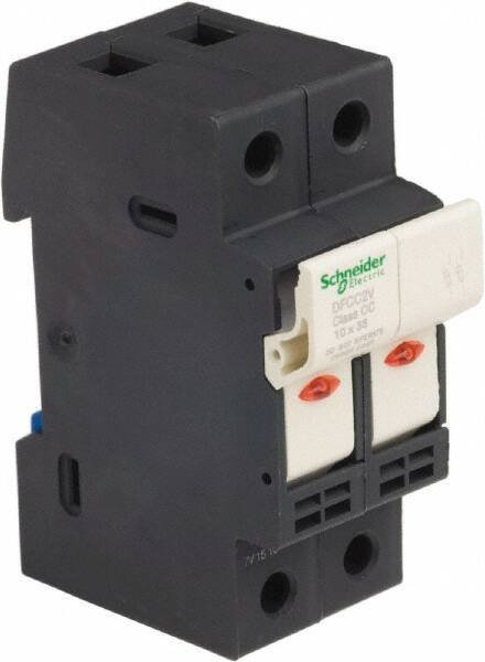 Schneider Electric - 2 Pole, 600 Volt, 30 Amp, DIN Rail Mount Fuse Holder - Compatible with CC Class, 35mm Wide Fuse - Apex Tool & Supply