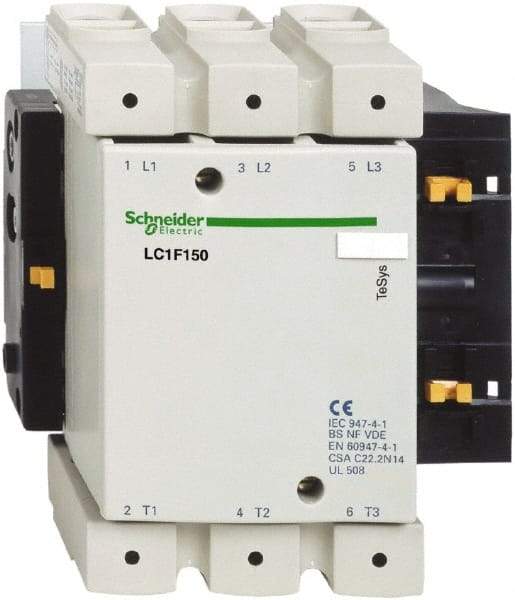 Schneider Electric - 3 Pole, 24 Coil VAC, 250 Amp at 440 VAC, Nonreversible IEC Contactor - Bureau Veritas, CCC, CSA, DNV, EN/IEC 60947-1, EN/IEC 60947-4-1, GL, JEM 1038, LROS, RINA, RMRoS, RoHS Compliant, UL Listed - Apex Tool & Supply