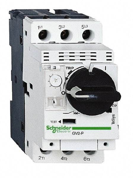 Schneider Electric - 32 Amp, 690 VAC at 50/60 Hz, 3 Pole, Bolt On, Clip Motor Circuit Breaker - Thermal Magnetic Trip, Multiple Breaking Capacity Ratings, 97mm Deep x 89mm High x 45mm Wide - Apex Tool & Supply