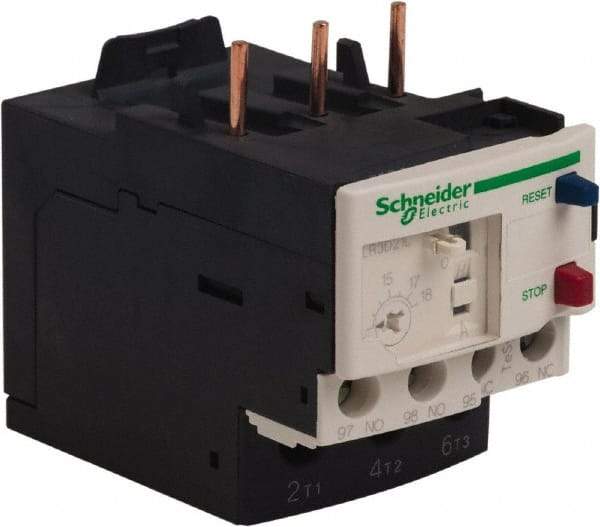 Schneider Electric - 3 Pole, NEMA Size 0-1, 12 to 18 Amp, 690 VAC, Thermal NEMA Overload Relay - Trip Class 20, For Use with LC1D18, LC1D25, LC1D32 and LC1D38 - Apex Tool & Supply
