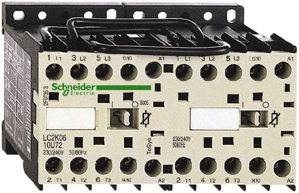 Schneider Electric - 3 Pole, 24 Coil VAC at 50/60 Hz, 6 Amp at 440 VAC, Reversible IEC Contactor - BS 5424, CSA, IEC 60947, NF C 63-110, RoHS Compliant, UL Listed, VDE 0660 - Apex Tool & Supply