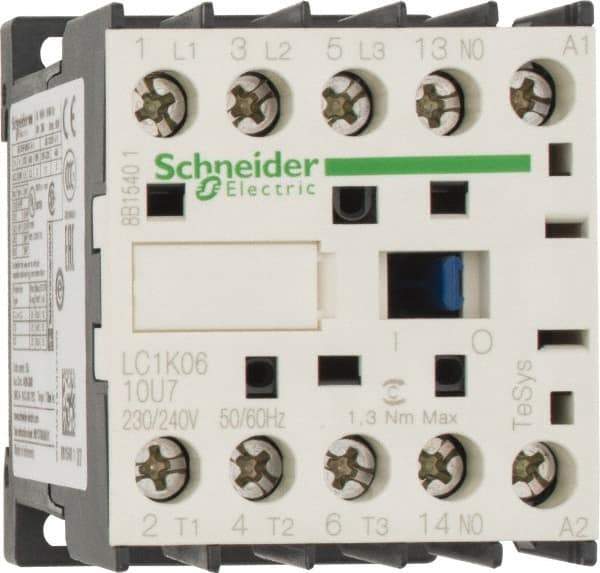 Schneider Electric - 3 Pole, 230 to 240 Coil VAC at 50/60 Hz, 6 Amp at 440 VAC, Nonreversible IEC Contactor - BS 5424, CSA, IEC 60947, NF C 63-110, RoHS Compliant, UL Listed, VDE 0660 - Apex Tool & Supply