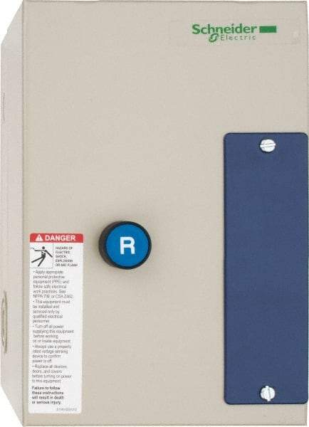 Schneider Electric - 3 Pole, 18 Amp, 120 Coil VAC, Nonreversible Enclosed IEC Motor Starter - 3 Phase Hp: 125 at 460 VAC, 125 at 575 VAC, 50 at 208 VAC, 60 at 230 VAC - Apex Tool & Supply