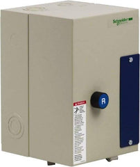 Schneider Electric - 3 Pole, 32 Amp, 120 Coil VAC, Nonreversible Enclosed IEC Motor Starter - 1 Phase Hp: 2 at 120 VAC, 5 at 240 VAC, 3 Phase Hp: 10 at 208 VAC, 10 at 230 VAC, 20 at 460 VAC, 25 at 575 VAC - Apex Tool & Supply