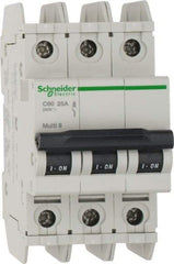 Schneider Electric - 25 Amp, 125 VDC, 240 VAC, 60 VDC, 3 Pole, DIN Rail Mount, Fixed Mount Miniature Circuit Breaker - Thermal Magnetic Trip, Multiple Breaking Capacity Ratings, 73mm Deep x 107mm High x 54mm Wide - Apex Tool & Supply