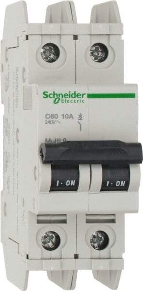 Schneider Electric - 10 Amp, 125 VDC, 240 VAC, 60 VDC, 1 Pole, DIN Rail Mount, Fixed Mount Miniature Circuit Breaker - Thermal Magnetic Trip, Multiple Breaking Capacity Ratings, 73mm Deep x 107mm High x 36mm Wide - Apex Tool & Supply
