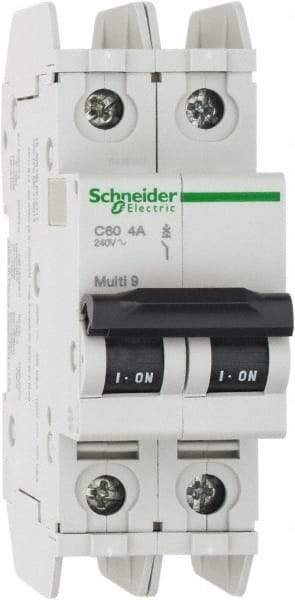 Schneider Electric - 4 Amp, 125 VDC, 240 VAC, 60 VDC, 1 Pole, DIN Rail Mount, Fixed Mount Miniature Circuit Breaker - Thermal Magnetic Trip, Multiple Breaking Capacity Ratings, 73mm Deep x 107mm High x 36mm Wide - Apex Tool & Supply