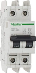 Schneider Electric - 15 Amp, 125 VDC, 240 VAC, 60 VDC, 1 Pole, DIN Rail Mount, Fixed Mount Miniature Circuit Breaker - Thermal Magnetic Trip, Multiple Breaking Capacity Ratings, 73mm Deep x 107mm High x 36mm Wide - Apex Tool & Supply