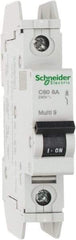Schneider Electric - 8 Amp, 125 VDC, 240 VAC, 60 VDC, 1 Pole, DIN Rail Mount, Fixed Mount Miniature Circuit Breaker - Thermal Magnetic Trip, Multiple Breaking Capacity Ratings, 73mm Deep x 107mm High x 18mm Wide - Apex Tool & Supply