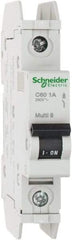 Schneider Electric - 1 Amp, 125 VDC, 240 VAC, 60 VDC, 1 Pole, DIN Rail Mount, Fixed Mount Miniature Circuit Breaker - Thermal Magnetic Trip, Multiple Breaking Capacity Ratings, 73mm Deep x 107mm High x 18mm Wide - Apex Tool & Supply