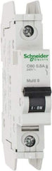 Schneider Electric - 0.50 Amp, 125 VDC, 240 VAC, 60 VDC, 1 Pole, DIN Rail Mount, Fixed Mount Miniature Circuit Breaker - Thermal Magnetic Trip, Multiple Breaking Capacity Ratings, 73mm Deep x 107mm High x 18mm Wide - Apex Tool & Supply