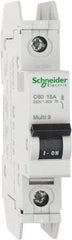 Schneider Electric - 15 Amp, 125 VDC, 240 VAC, 60 VDC, 1 Pole, DIN Rail Mount, Fixed Mount Miniature Circuit Breaker - Thermal Magnetic Trip, 10 kA at 277 VAC Breaking Capacity, 73mm Deep x 81mm High x 18mm Wide - Apex Tool & Supply