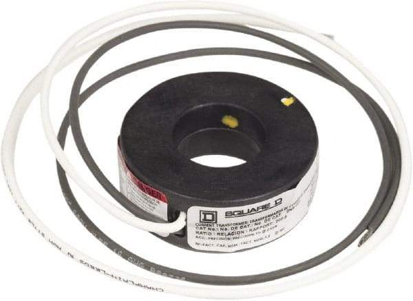 Square D - 200 Amp AC Input, 5 Amp AC Output, Panel Meter Current Transformer - Flying Lead Terminal, For Use with AC Ammeter - Apex Tool & Supply
