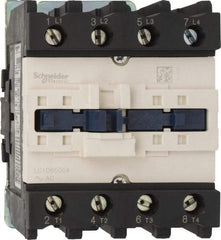 Schneider Electric - 4 Pole, 110 Coil VAC at 50/60 Hz, 80 Amp, Nonreversible IEC Contactor - 1 Phase hp: 10 at 230/240 VAC, 5 at 115 VAC, 3 Phase hp: 20 at 200/208 VAC, 20 at 230/240 VAC, 50 at 460/480 VAC, 50 at 575/600 VAC - Apex Tool & Supply