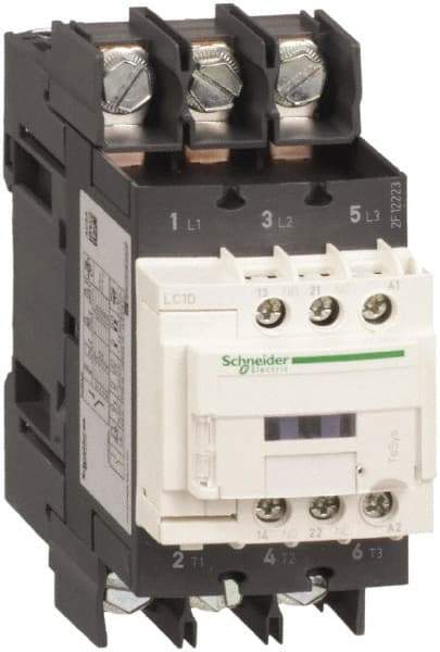 Schneider Electric - 3 Pole, 100 Coil VAC at 50/60 Hz, 65 Amp at 440 VAC, Nonreversible IEC Contactor - CCC, CSA, CSA C22.2 No. 14, EN/IEC 60947-4-1, EN/IEC 60947-5-1, GOST, RoHS Compliant, UL 508, UL Listed - Apex Tool & Supply