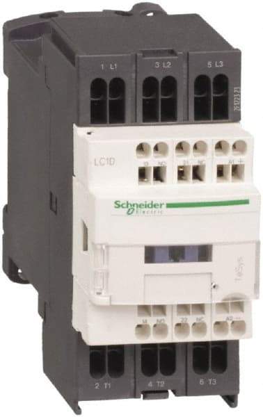 Schneider Electric - 3 Pole, 24 Coil VDC, 18 Amp at 440 VAC and 25 Amp at 440 VAC, Nonreversible IEC Contactor - 1 Phase hp: 1 at 115 VAC, 3 at 230/240 VAC, 3 Phase hp: 10 at 460/480 VAC, 15 at 575/600 VAC, 5 at 200/208 VAC, 5 at 230/240 VAC - Apex Tool & Supply