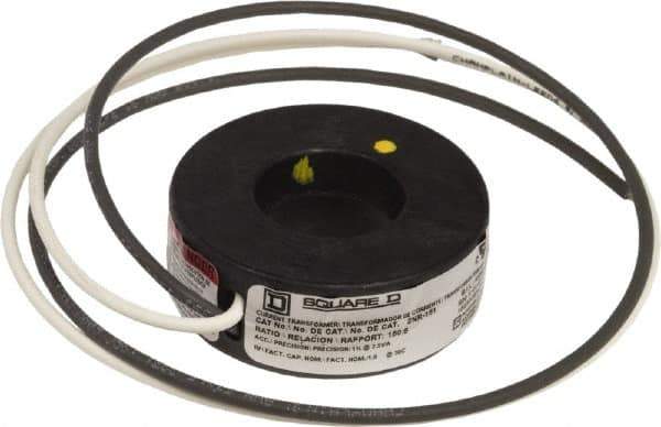 Square D - 150 Amp AC Input, 5 Amp AC Output, Panel Meter Current Transformer - Flying Lead Terminal, For Use with AC Ammeter - Apex Tool & Supply