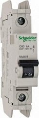 Schneider Electric - 1 Amp, 125 VDC, 240 VAC, 60 VDC, 1 Pole, DIN Rail Mount, Fixed Mount Miniature Circuit Breaker - Thermal Magnetic Trip, 10 kA at 277 VAC Breaking Capacity, 73mm Deep x 107mm High x 18mm Wide - Apex Tool & Supply