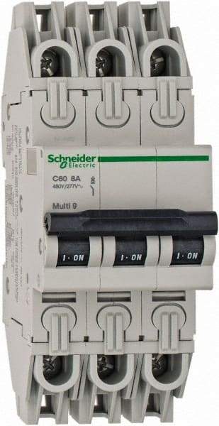 Schneider Electric - 6 Amp, 125 VDC, 240 VAC, 60 VDC, 1 Pole, DIN Rail Mount, Fixed Mount Miniature Circuit Breaker - Thermal Magnetic Trip, 10 kA at 277 VAC Breaking Capacity, 73mm Deep x 81mm High x 18mm Wide - Apex Tool & Supply