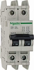 Schneider Electric - 10 Amp, 125 VDC, 240 VAC, 60 VDC, 1 Pole, DIN Rail Mount, Fixed Mount Miniature Circuit Breaker - Thermal Magnetic Trip, Multiple Breaking Capacity Ratings, 73mm Deep x 107mm High x 36mm Wide - Apex Tool & Supply